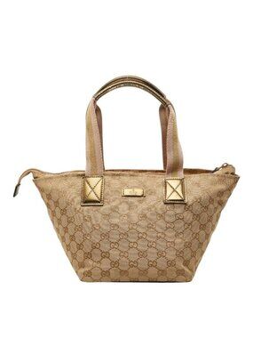 Gucci GG Canvas Handbag Beige Gold